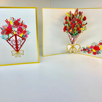 Luxury Australian Native Bouquet of Flowers Embossed Origami Pop Cards 3D Pop Up Greeting Card Happy Birthday Thank You Handmade Gift Thinking of You Blank Card for Any Occasion Happy Mother's Day Happy Father's Australiana Celebrate the Beauty of Flower