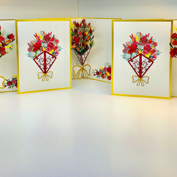 Luxury Australian Native Bouquet of Flowers Embossed Origami Pop Cards 3D Pop Up Greeting Card Happy Birthday Thank You Handmade Gift Thinking of You Blank Card for Any Occasion Happy Mother's Day Happy Father's Australiana Celebrate the Beauty of Flower