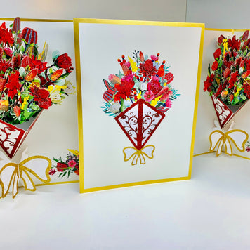 Luxury Australian Native Bouquet of Flowers Embossed Origami Pop Cards 3D Pop Up Greeting Card Happy Birthday Thank You Handmade Gift Thinking of You Blank Card for Any Occasion Happy Mother's Day Happy Father's Australiana Celebrate the Beauty of Flower