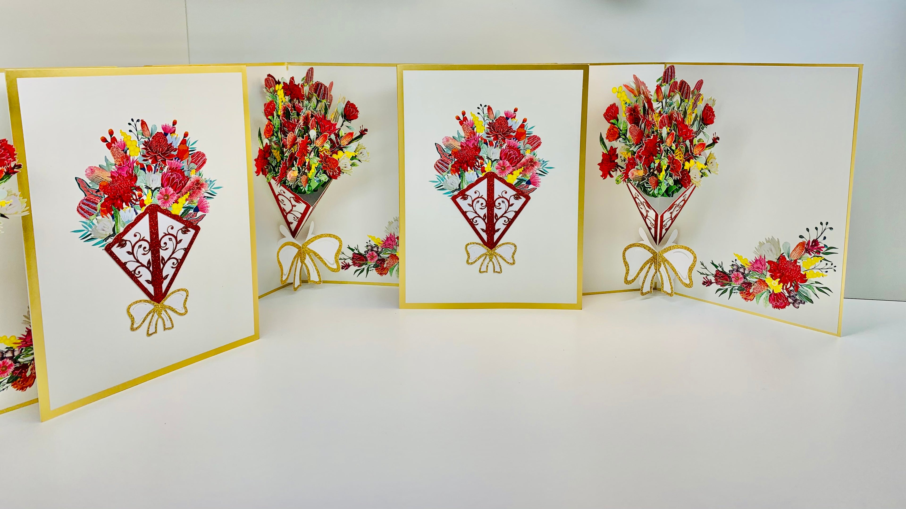 Luxury Australian Native Bouquet of Flowers Embossed Origami Pop Cards 3D Pop Up Greeting Card Happy Birthday Thank You Handmade Gift Thinking of You Blank Card for Any Occasion Happy Mother's Day Happy Father's Australiana Celebrate the Beauty of Flower