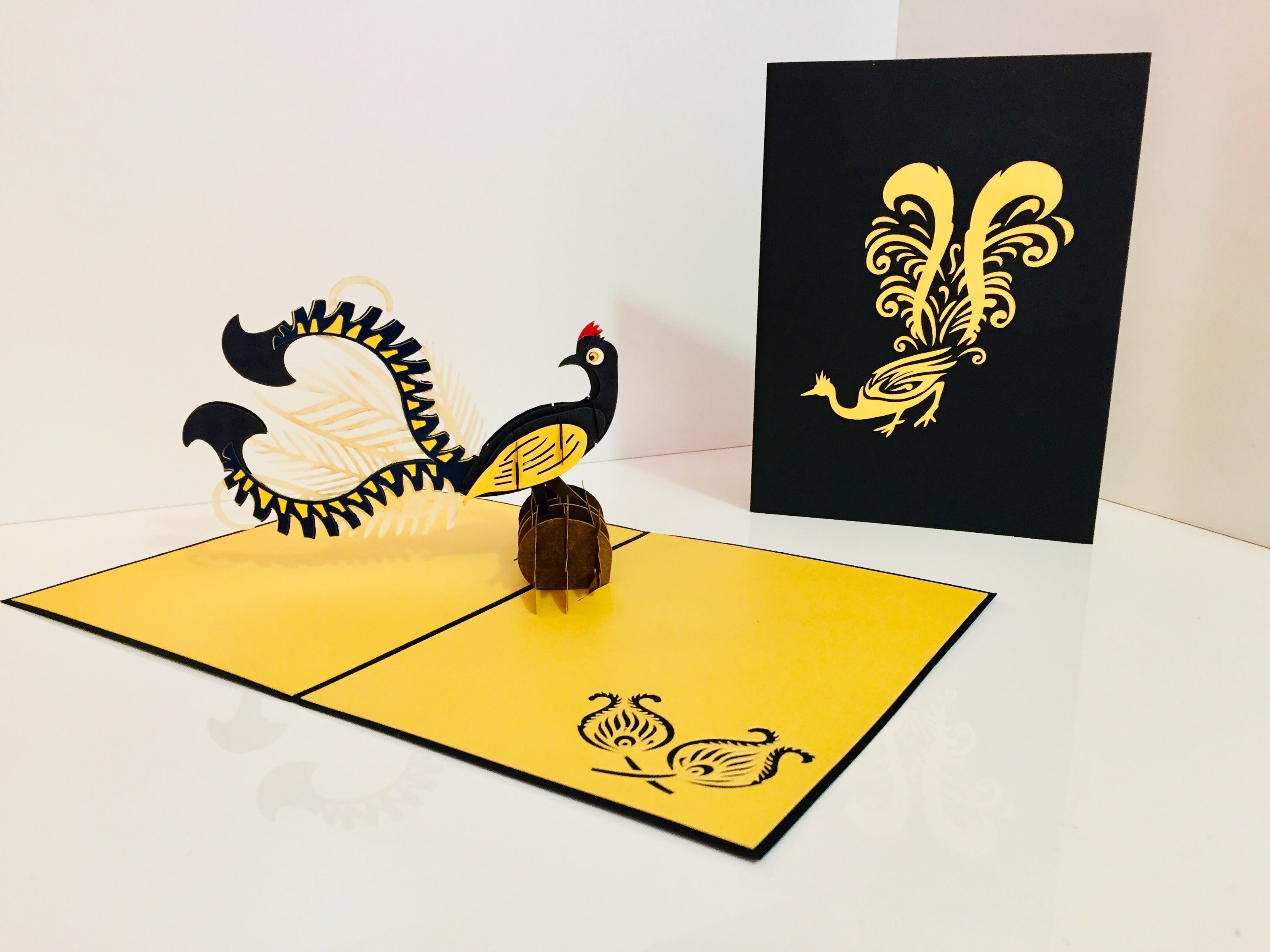 Lyrebird Australian Native Bird Origami Pop Cards 3D Pop Up Greeting Card Happy Birthday Thank You Handmade Gift Thinking of You Blank Card for Any Occasion Happy Mother's Day Happy Father's Australiana Birds