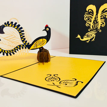 Lyrebird Australian Native Bird Origami Pop Cards 3D Pop Up Greeting Card Happy Birthday Thank You Handmade Gift Thinking of You Blank Card for Any Occasion Happy Mother's Day Happy Father's Australiana Birds