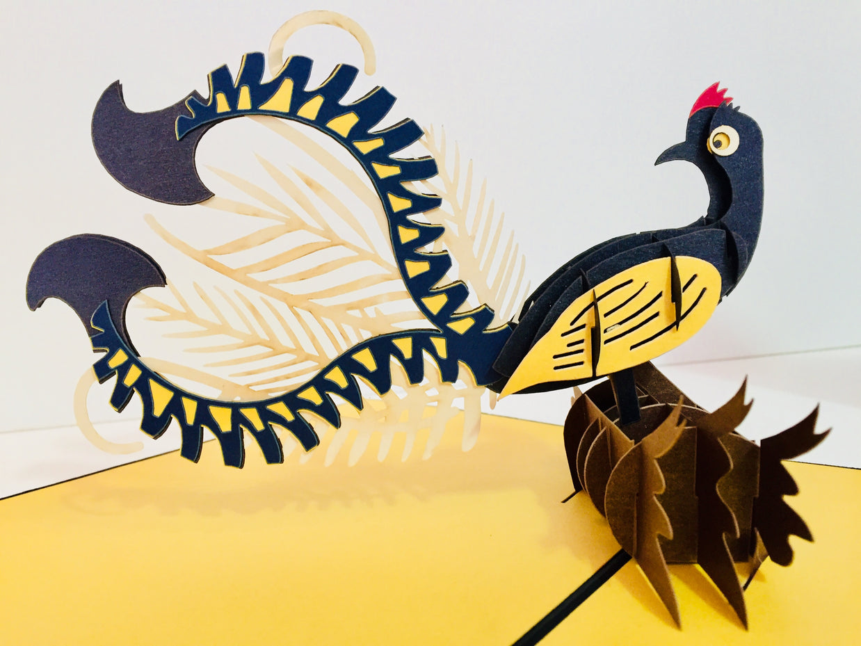 Lyrebird Australian Native Bird Origami Pop Cards 3D Pop Up Greeting Card Happy Birthday Thank You Handmade Gift Thinking of You Blank Card for Any Occasion Happy Mother's Day Happy Father's Australiana Birds