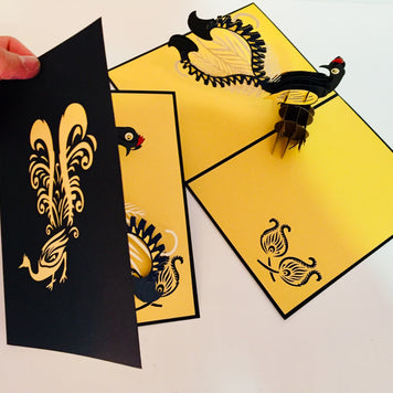 Lyrebird Australian Native Bird Origami Pop Cards 3D Pop Up Greeting Card Happy Birthday Thank You Handmade Gift Thinking of You Blank Card for Any Occasion Happy Mother's Day Happy Father's Australiana Birds