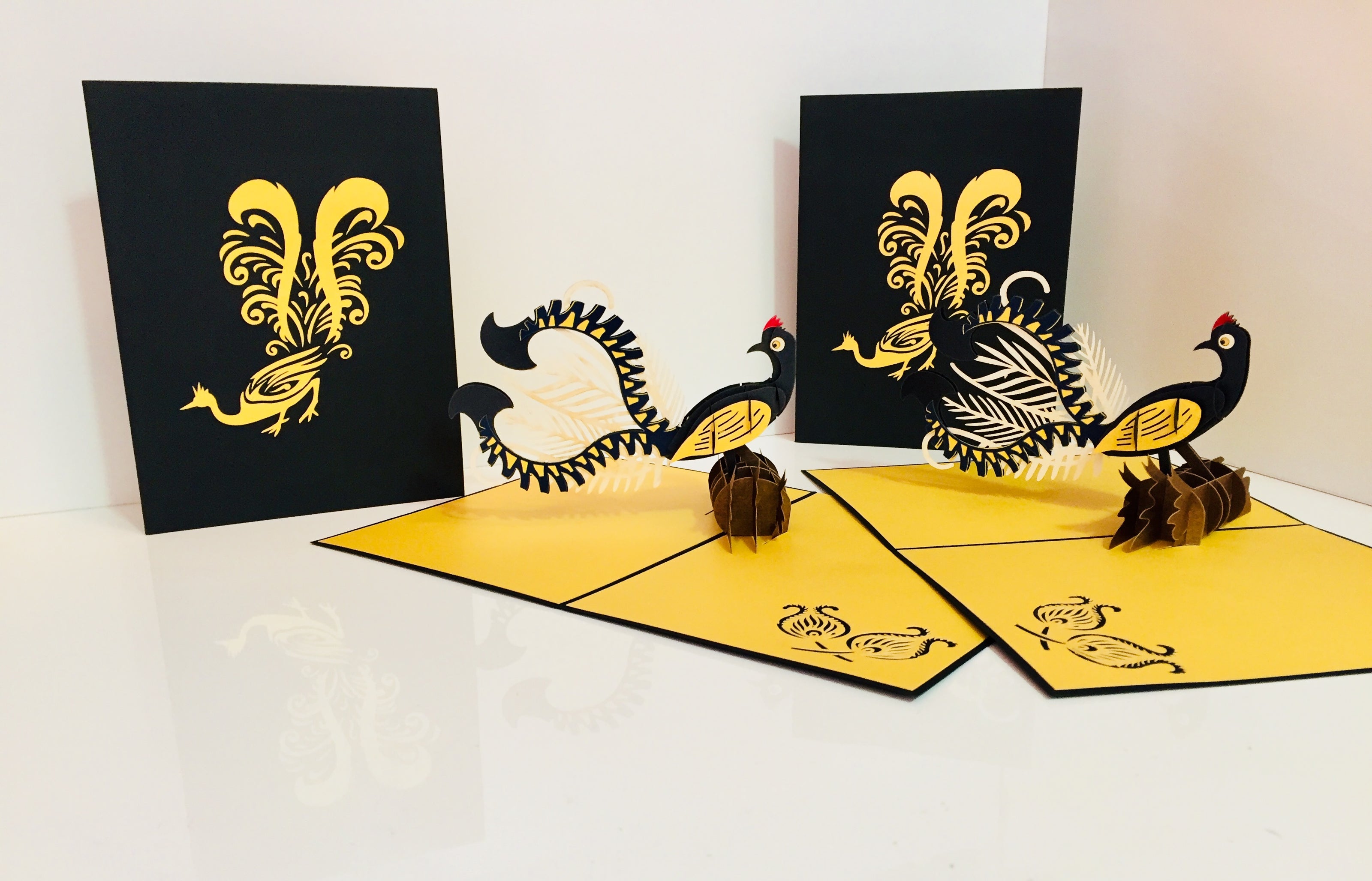 Lyrebird Australian Native Bird Origami Pop Cards 3D Pop Up Greeting Card Happy Birthday Thank You Handmade Gift Thinking of You Blank Card for Any Occasion Happy Mother's Day Happy Father's Australiana Birds