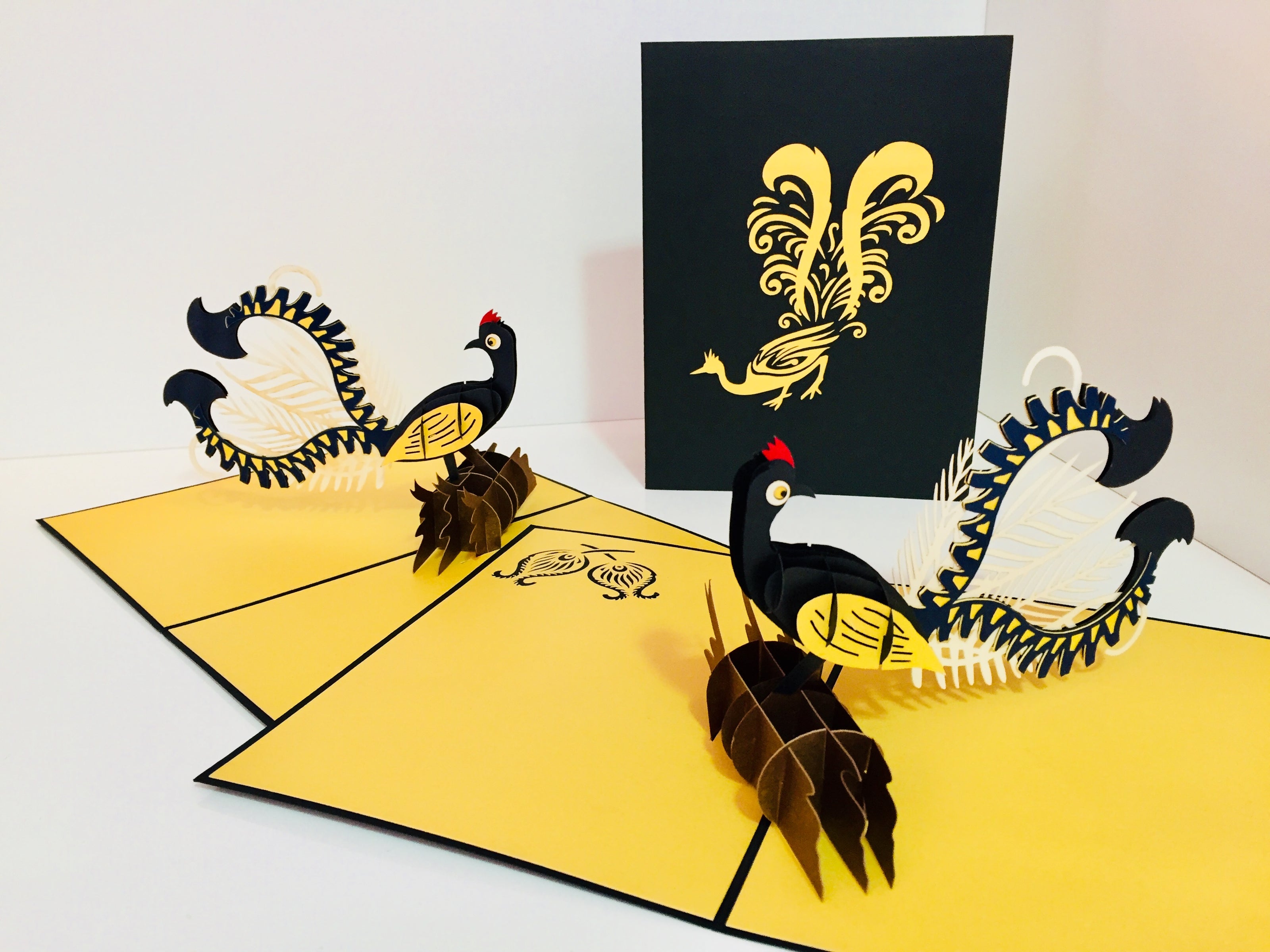 Lyrebird Australian Native Bird Origami Pop Cards 3D Pop Up Greeting Card Happy Birthday Thank You Handmade Gift Thinking of You Blank Card for Any Occasion Happy Mother's Day Happy Father's Australiana Birds