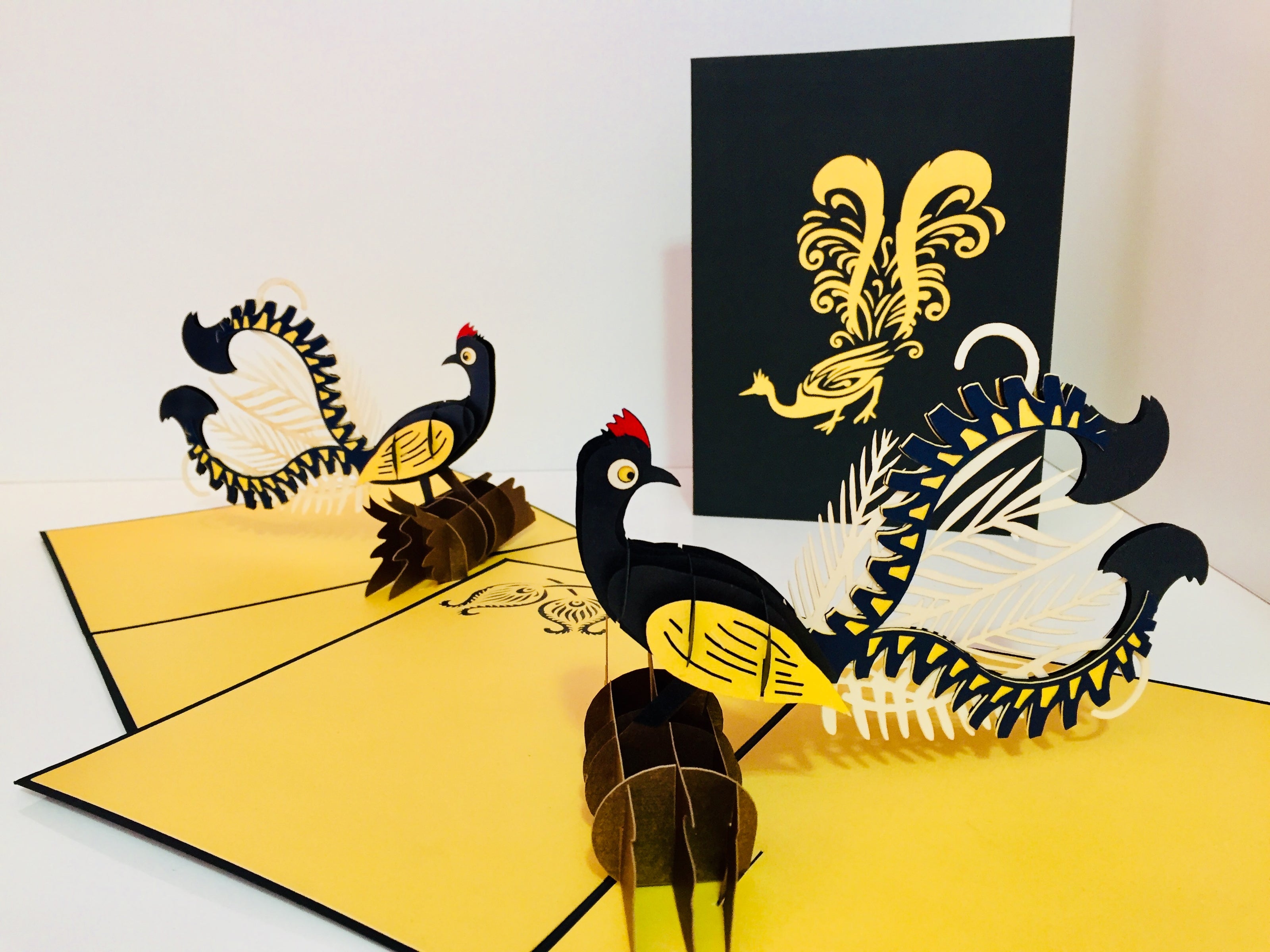 Lyrebird Australian Native Bird Origami Pop Cards 3D Pop Up Greeting Card Happy Birthday Thank You Handmade Gift Thinking of You Blank Card for Any Occasion Happy Mother's Day Happy Father's Australiana Birds