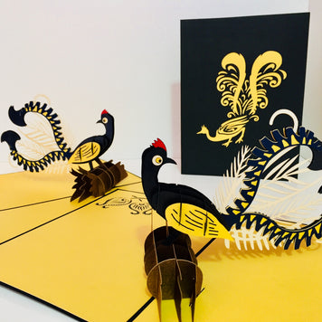 Lyrebird Australian Native Bird Origami Pop Cards 3D Pop Up Greeting Card Happy Birthday Thank You Handmade Gift Thinking of You Blank Card for Any Occasion Happy Mother's Day Happy Father's Australiana Birds