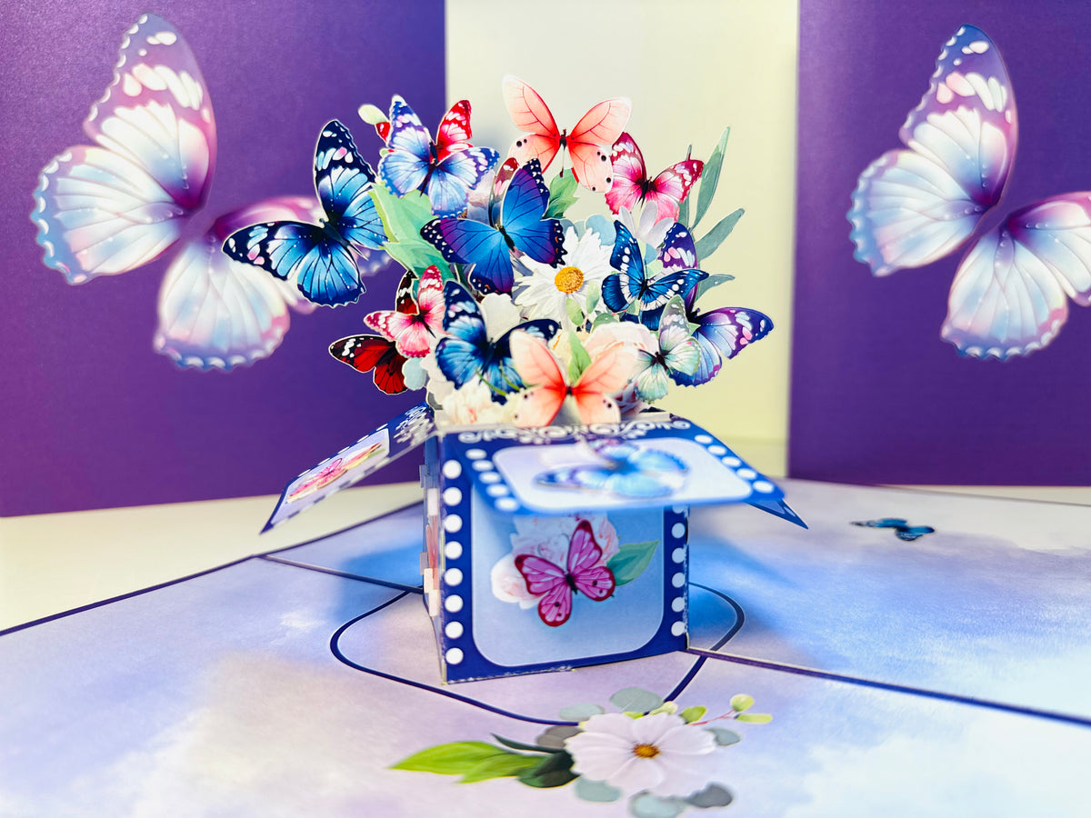 Magic Flying Butterfly Gift Box ~ Symbol of Transformation, Hope and Faith Origami Pop Cards 3D Pop Up Greeting Card Happy Birthday Thank You Handmade Gift Thinking of You Blank Card for Any Occasion Happy Mother's Day Happy Father's Australiana