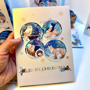🎄 Magical Merry Christmas with Woodland Animals in Snow Globes – Fox, Owl, Rabbit & Squirrel 🎄 Origami Pop Cards 3D Pop Up Greeting Card Merry Christmas Thank You Handmade Best Wishes Blank Card Gift Happy Holidays Celebrate the Special Day