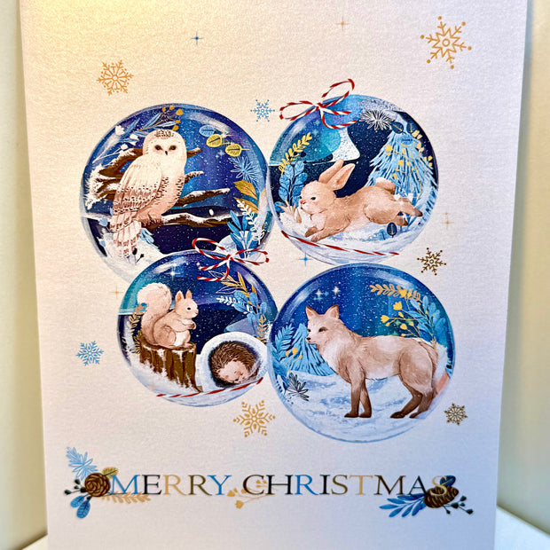 🎄 Magical Merry Christmas with Woodland Animals in Snow Globes – Fox, Owl, Rabbit & Squirrel 🎄 Origami Pop Cards 3D Pop Up Greeting Card Merry Christmas Thank You Handmade Best Wishes Blank Card Gift Happy Holidays Celebrate the Special Day
