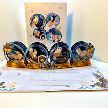 🎄 Magical Merry Christmas with Woodland Animals in Snow Globes – Fox, Owl, Rabbit & Squirrel 🎄 Origami Pop Cards 3D Pop Up Greeting Card Merry Christmas Thank You Handmade Best Wishes Blank Card Gift Happy Holidays Celebrate the Special Day