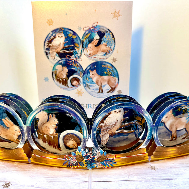 🎄 Magical Merry Christmas with Woodland Animals in Snow Globes – Fox, Owl, Rabbit & Squirrel 🎄 Origami Pop Cards 3D Pop Up Greeting Card Merry Christmas Thank You Handmade Best Wishes Blank Card Gift Happy Holidays Celebrate the Special Day
