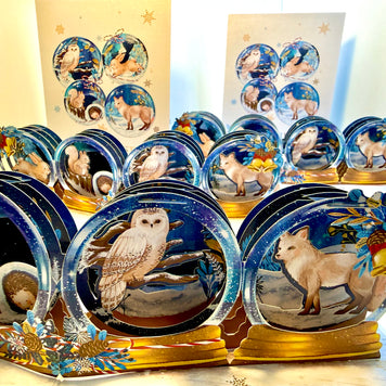 🎄 Magical Merry Christmas with Woodland Animals in Snow Globes – Fox, Owl, Rabbit & Squirrel 🎄 Origami Pop Cards 3D Pop Up Greeting Card Merry Christmas Thank You Handmade Best Wishes Blank Card Gift Happy Holidays Celebrate the Special Day