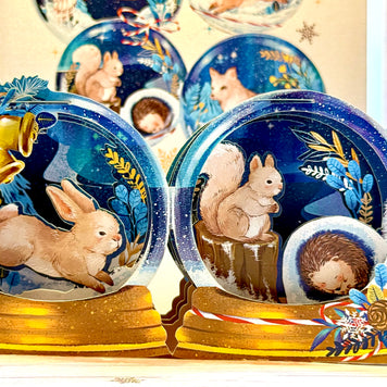 🎄 Magical Merry Christmas with Woodland Animals in Snow Globes – Fox, Owl, Rabbit & Squirrel 🎄 Origami Pop Cards 3D Pop Up Greeting Card Merry Christmas Thank You Handmade Best Wishes Blank Card Gift Happy Holidays Celebrate the Special Day