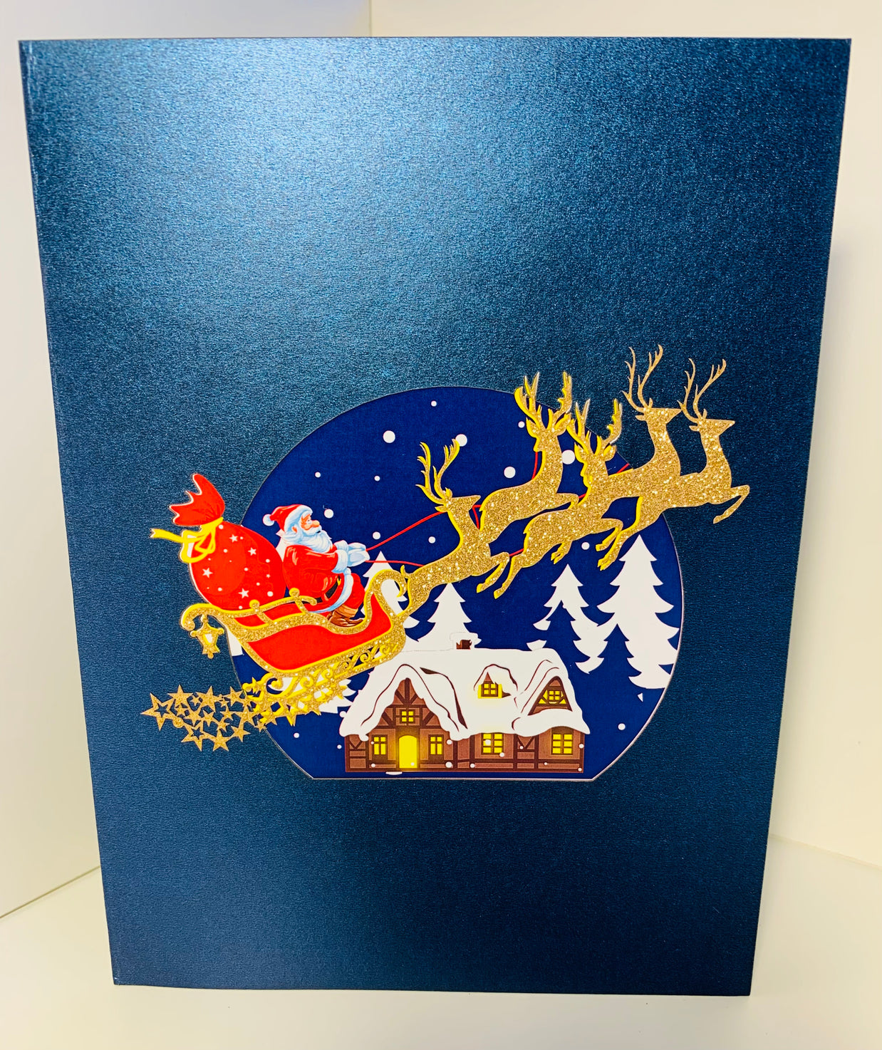 Premium Magical Santa Sleigh & Flying Reindeer Origami Pop Cards 3D Pop Up Greeting Card Merry Christmas Thank You Handmade Best Wishes Blank Card Gift Happy Holidays Celebrate the Special Day Moment with Family and Friends
