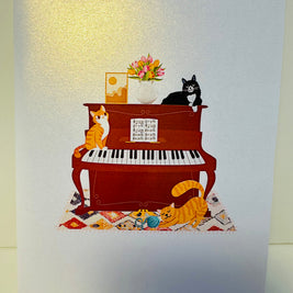 Majestic Musical Cats on a Piano! ~ Perfect Gifts for Crazy Cat Lovers Origami Pop Cards 3D Pop Up Greeting Card Best Wishes Happy Birthday Gift Thank You Handmade Best Wishes Blank Card for Any Occasion Happy Mother's Day Happy Father's Day Celebration