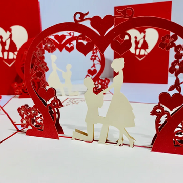 Marriage Engagement Proposal LOVE 12x17cm 3D POP UP GREETING CARD - Created by Origami Pop Cards Australian Design & Handmade 3D Pop Up Magical Paper Cards, Love Heart Fell and Romantic Handmade Pop Up Cards Happy Valentine's Day Celebrate