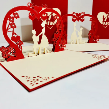Marriage Engagement Proposal LOVE 12x17cm 3D POP UP GREETING CARD - Created by Origami Pop Cards Australian Design & Handmade 3D Pop Up Magical Paper Cards, Love Heart Fell and Romantic Handmade Pop Up Cards Happy Valentine's Day Celebrate