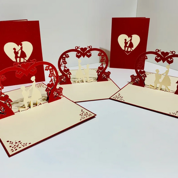 Marriage Engagement Proposal LOVE 12x17cm 3D POP UP GREETING CARD - Created by Origami Pop Cards Australian Design & Handmade 3D Pop Up Magical Paper Cards, Love Heart Fell and Romantic Handmade Pop Up Cards Happy Valentine's Day Celebrate