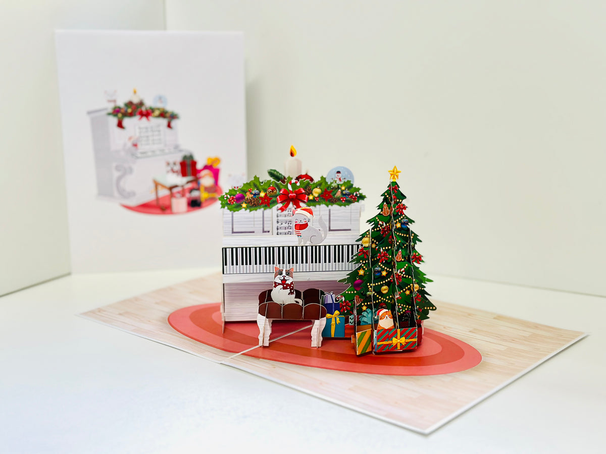 Meow Christmas Cat Party Origami Pop Cards 3D Pop Up Greeting Card Merry Christmas Thank You Handmade Best Wishes Blank Card Gift Happy Holidays Celebrate the Special Day Moment with Family and Friends