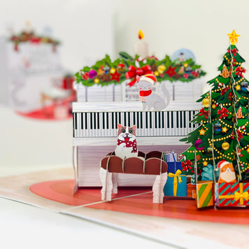 Meow Christmas Cat Party Origami Pop Cards 3D Pop Up Greeting Card Merry Christmas Thank You Handmade Best Wishes Blank Card Gift Happy Holidays Celebrate the Special Day Moment with Family and Friends