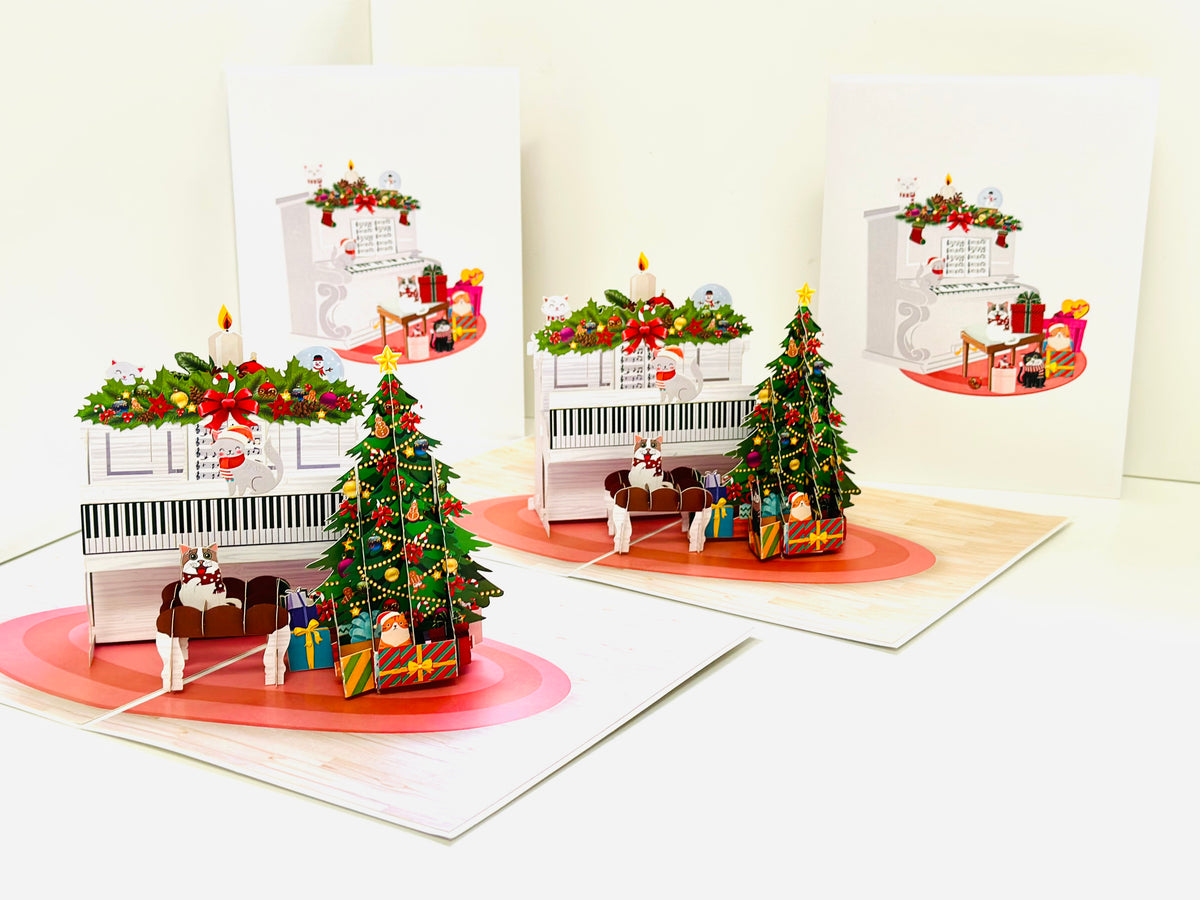 Meow Christmas Cat Party Origami Pop Cards 3D Pop Up Greeting Card Merry Christmas Thank You Handmade Best Wishes Blank Card Gift Happy Holidays Celebrate the Special Day Moment with Family and Friends