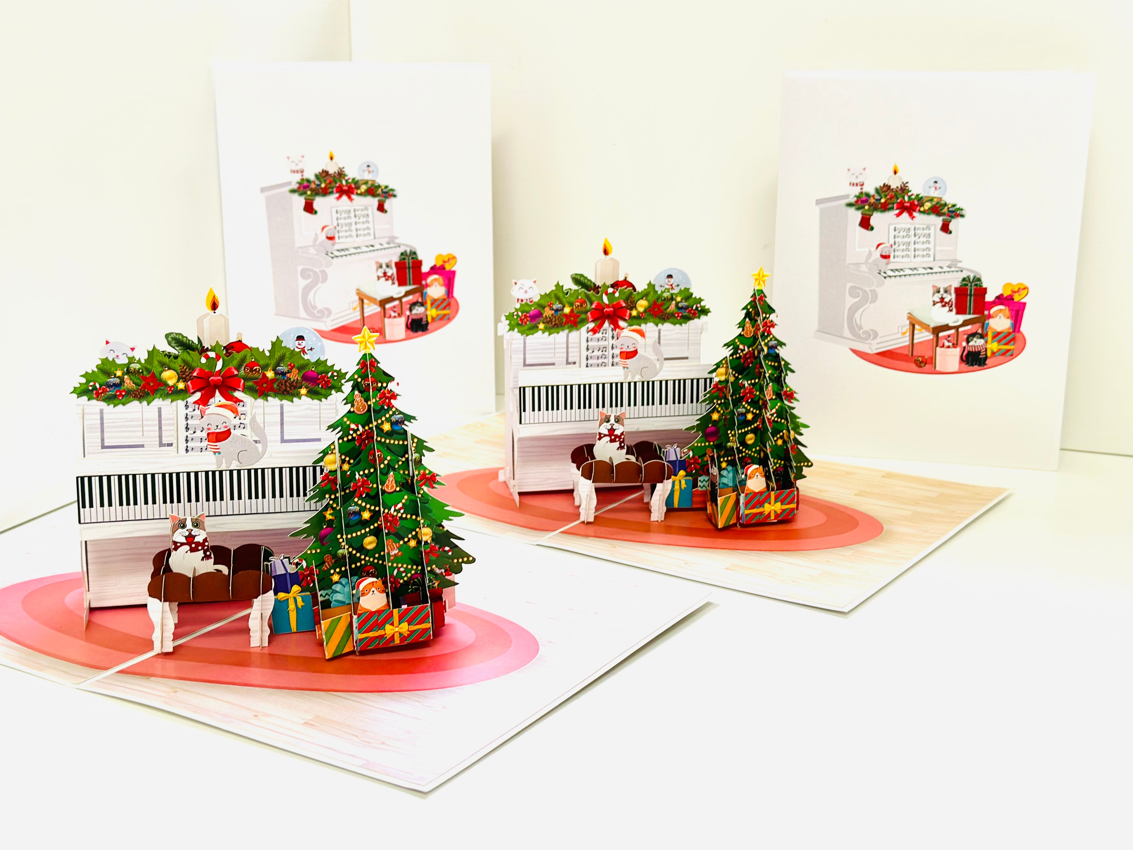 Meow Christmas Cat Party Origami Pop Cards 3D Pop Up Greeting Card Merry Christmas Thank You Handmade Best Wishes Blank Card Gift Happy Holidays Celebrate the Special Day Moment with Family and Friends