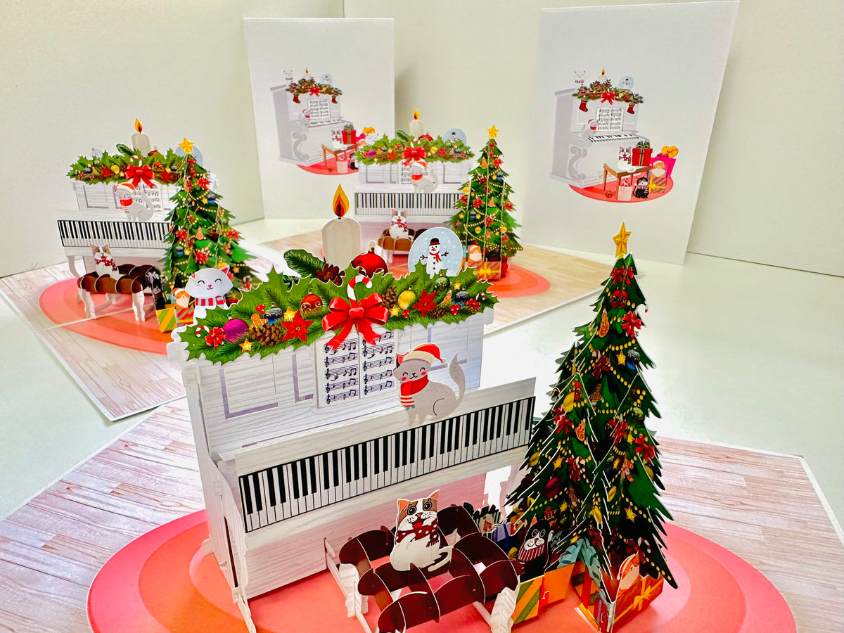 Meow Christmas Cat Party Origami Pop Cards 3D Pop Up Greeting Card Merry Christmas Thank You Handmade Best Wishes Blank Card Gift Happy Holidays Celebrate the Special Day Moment with Family and Friends