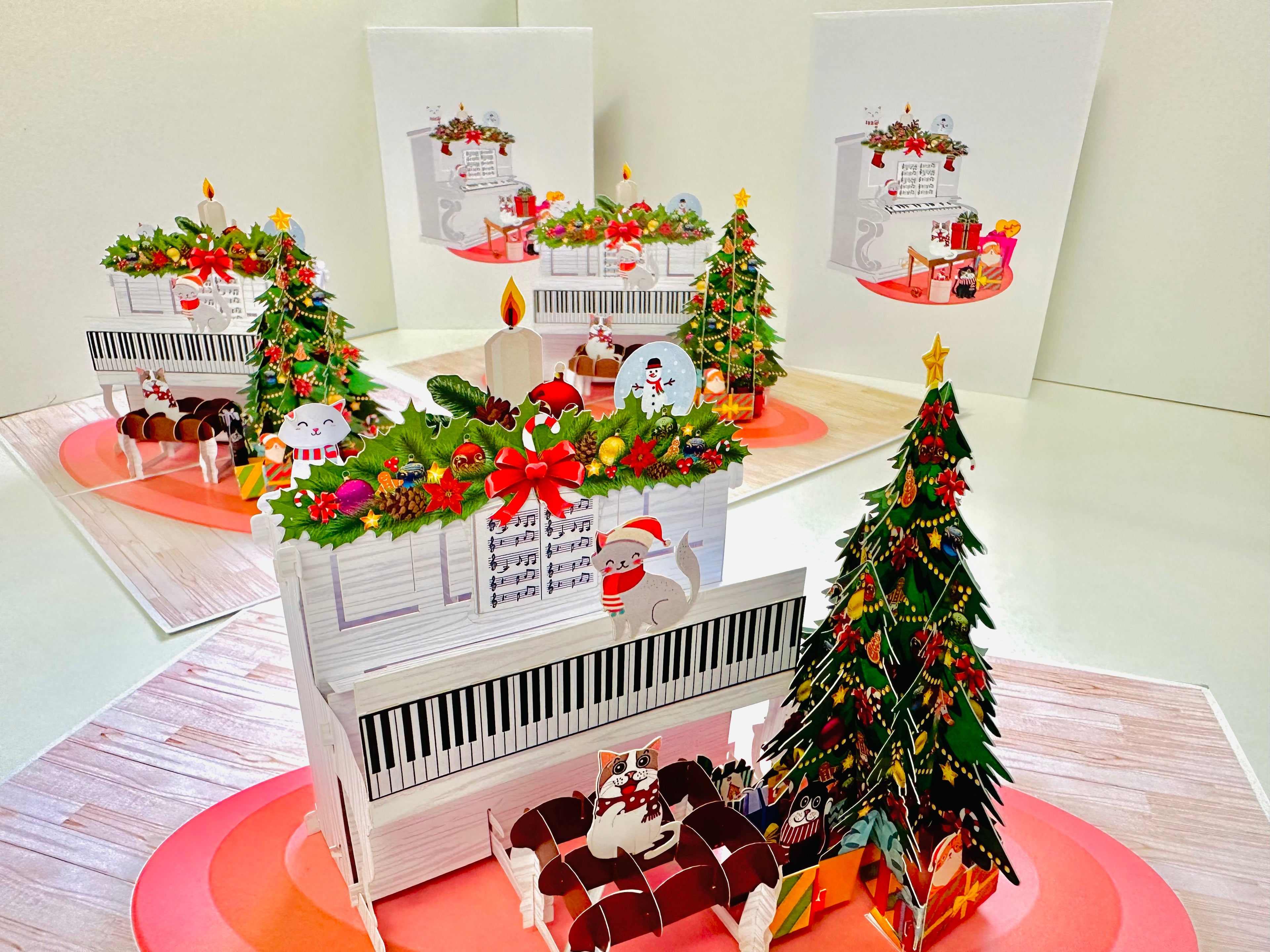 Meow Christmas Cat Party Origami Pop Cards 3D Pop Up Greeting Card Merry Christmas Thank You Handmade Best Wishes Blank Card Gift Happy Holidays Celebrate the Special Day Moment with Family and Friends