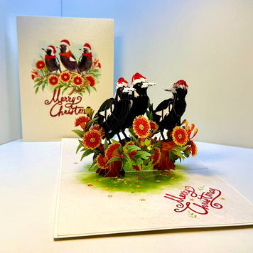 Merry Christmas Australian Magpie Family – Perfect Gift for Aussie Bird Lovers Origami Pop Cards 3D Pop Up Greeting Card Merry Christmas Thank You Handmade Best Wishes Blank Card Gift Happy Holidays Celebrate the Special Day Moment with Family and Friends