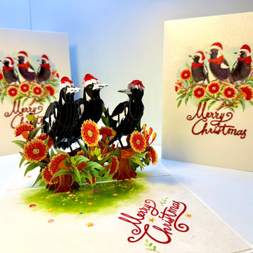 Merry Christmas Australian Magpie Family – Perfect Gift for Aussie Bird Lovers Origami Pop Cards 3D Pop Up Greeting Card Merry Christmas Thank You Handmade Best Wishes Blank Card Gift Happy Holidays Celebrate the Special Day Moment with Family and Friends