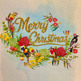 Merry Christmas Australian Native Flower Garden & Birds Origami Pop Cards 3D Pop Up Greeting Card Merry Christmas Thank You Handmade Best Wishes Blank Card Gift Happy Holidays Celebrate the Special Day