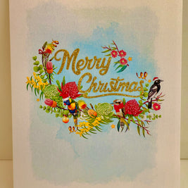 Merry Christmas Australian Native Flower Garden & Birds Origami Pop Cards 3D Pop Up Greeting Card Merry Christmas Thank You Handmade Best Wishes Blank Card Gift Happy Holidays Celebrate the Special Day