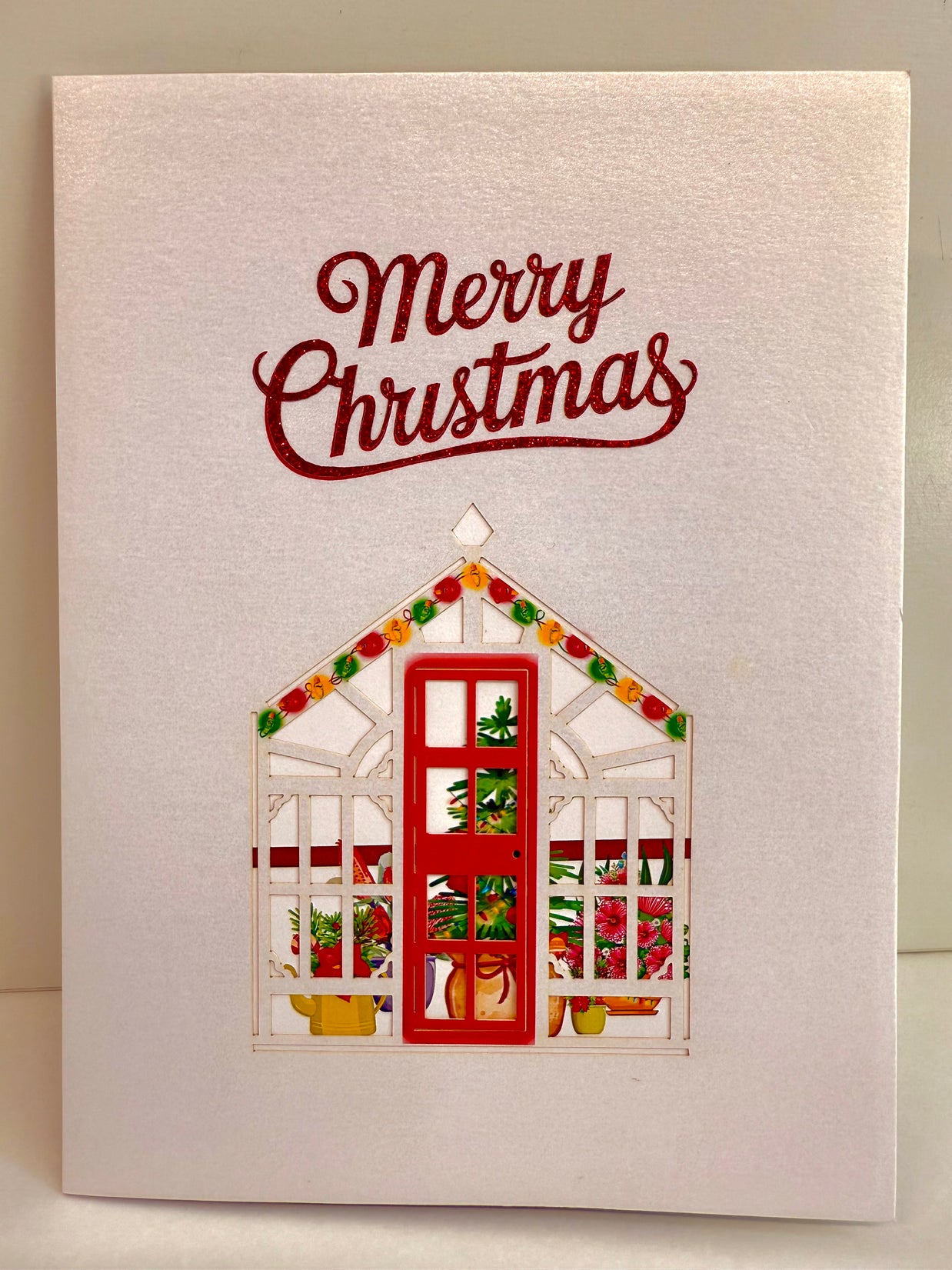 Merry Christmas Australian Native Flower Greenhouse & Birds Origami Pop Cards 3D Pop Up Greeting Card Merry Christmas Thank You Handmade Best Wishes Blank Card Gift Happy Holidays Celebrate the Special Day
