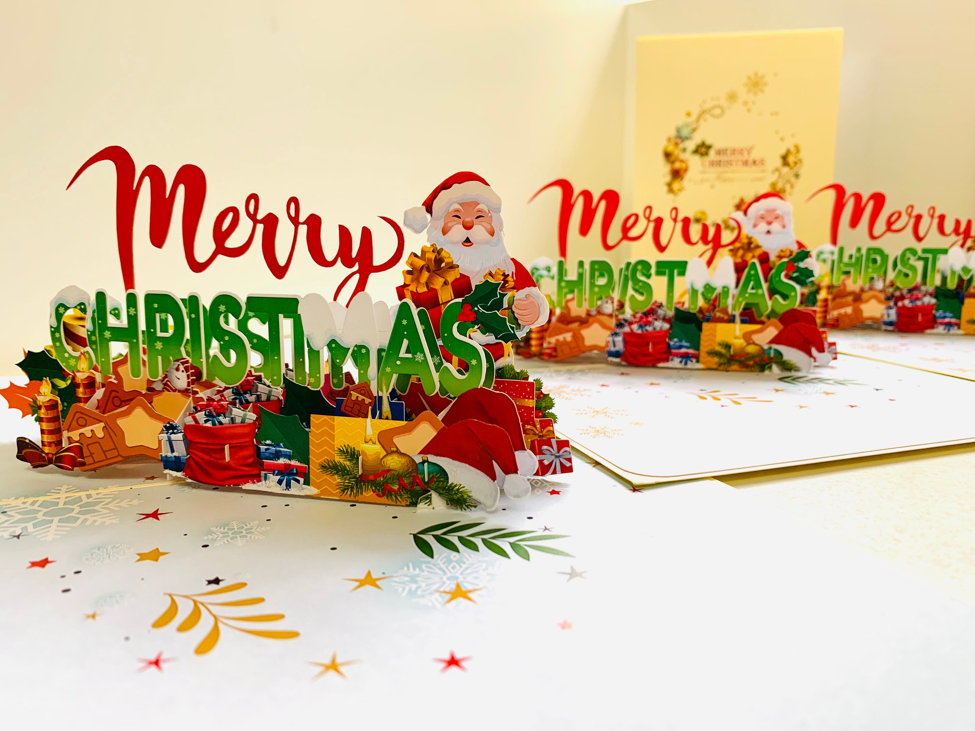 Merry Christmas Classic Santa with Presents Origami Pop Cards 3D Pop Up Greeting Card Merry Christmas Thank You Handmade Best Wishes Blank Card Gift Happy Holidays Celebrate the Special Day Moment with Family and Friends
