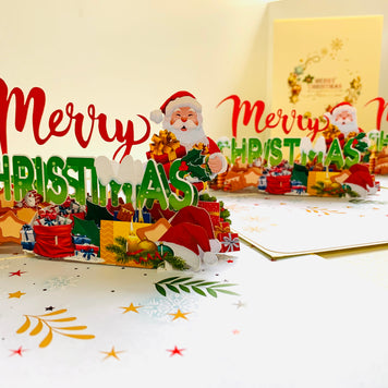Merry Christmas Classic Santa with Presents Origami Pop Cards 3D Pop Up Greeting Card Merry Christmas Thank You Handmade Best Wishes Blank Card Gift Happy Holidays Celebrate the Special Day Moment with Family and Friends