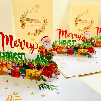 Merry Christmas Classic Santa with Presents Origami Pop Cards 3D Pop Up Greeting Card Merry Christmas Thank You Handmade Best Wishes Blank Card Gift Happy Holidays Celebrate the Special Day Moment with Family and Friends