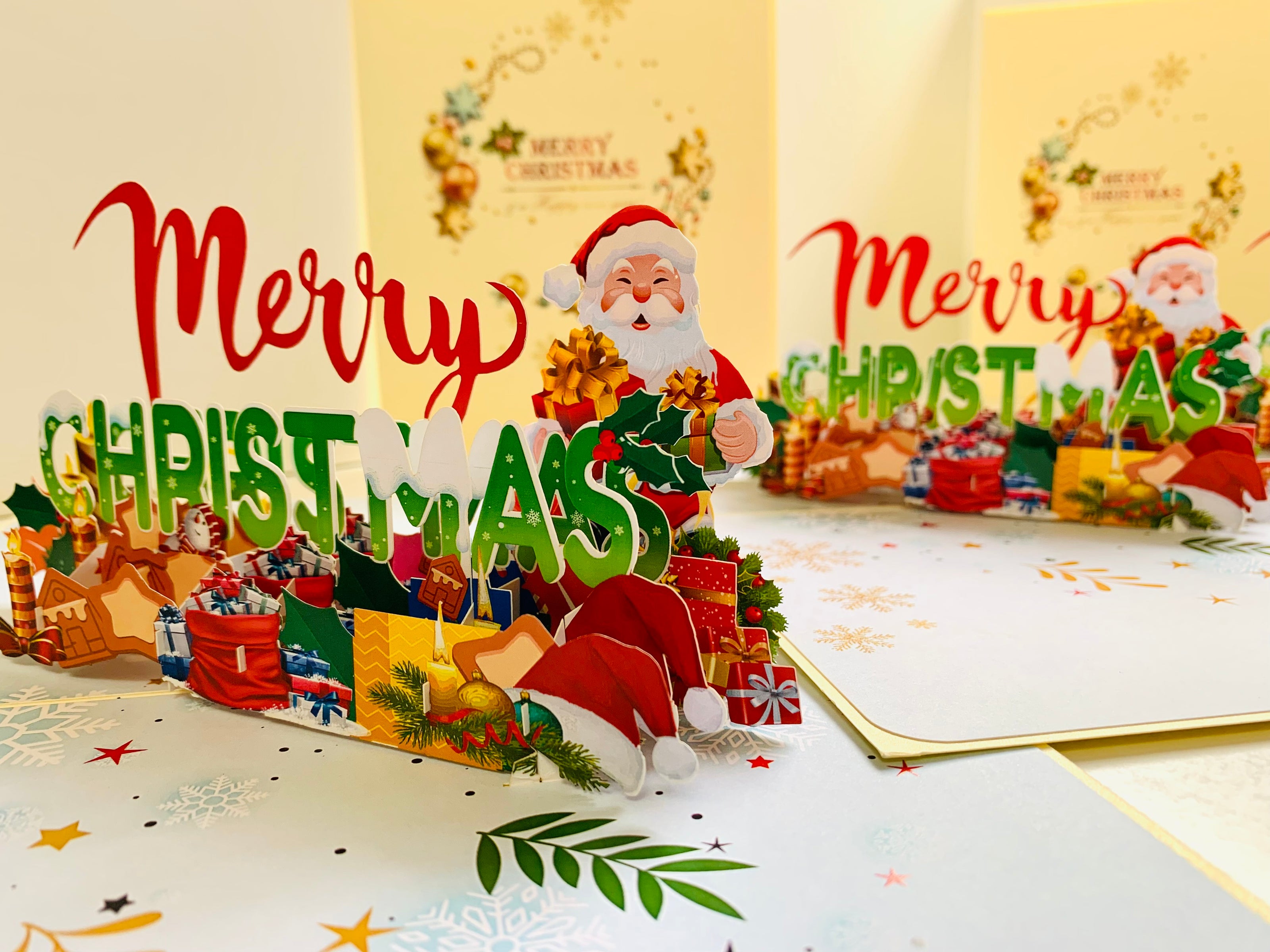 Merry Christmas Classic Santa with Presents Origami Pop Cards 3D Pop Up Greeting Card Merry Christmas Thank You Handmade Best Wishes Blank Card Gift Happy Holidays Celebrate the Special Day Moment with Family and Friends