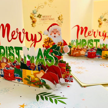 Merry Christmas Classic Santa with Presents Origami Pop Cards 3D Pop Up Greeting Card Merry Christmas Thank You Handmade Best Wishes Blank Card Gift Happy Holidays Celebrate the Special Day Moment with Family and Friends