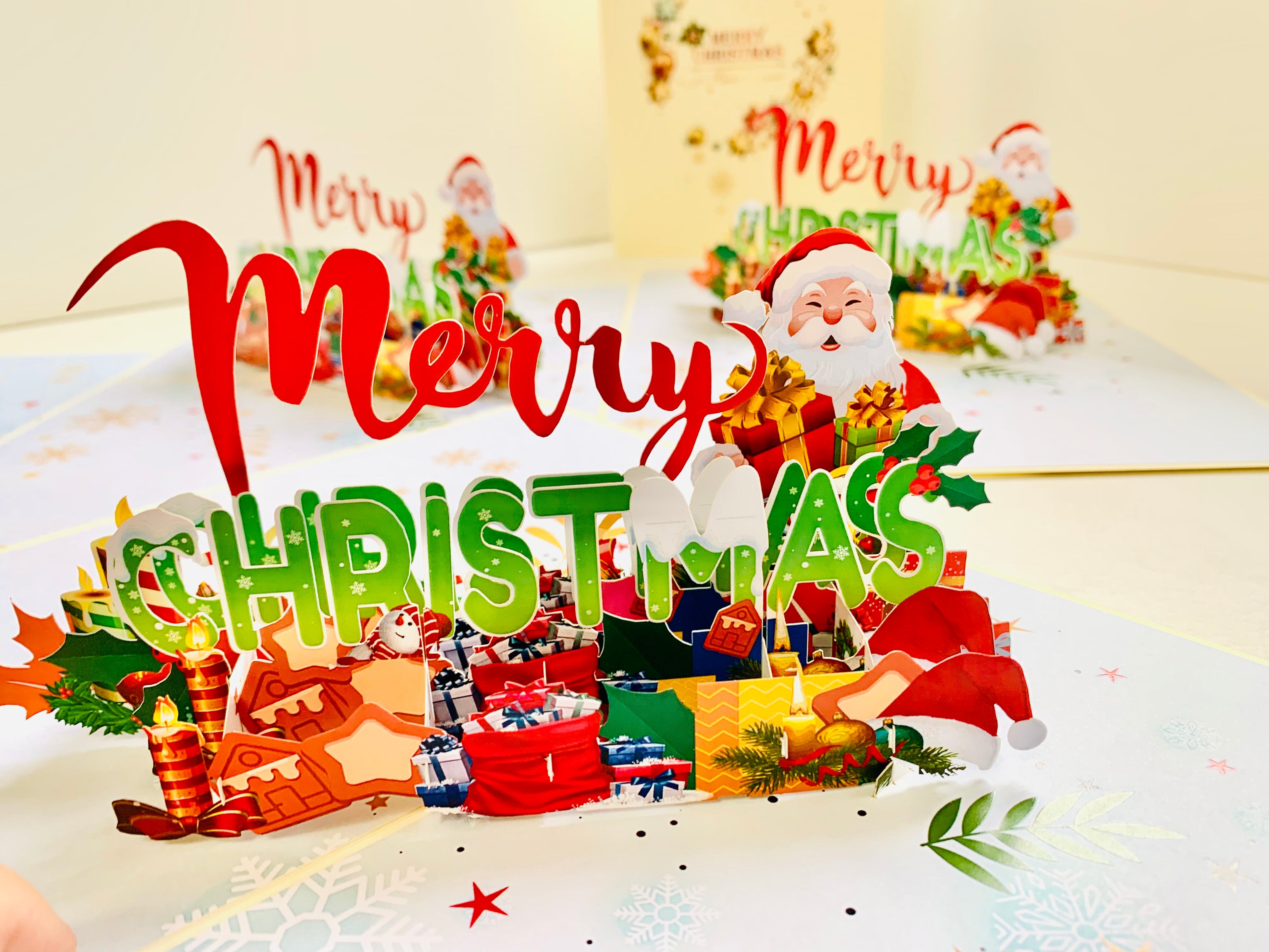 Merry Christmas Classic Santa with Presents Origami Pop Cards 3D Pop Up Greeting Card Merry Christmas Thank You Handmade Best Wishes Blank Card Gift Happy Holidays Celebrate the Special Day Moment with Family and Friends