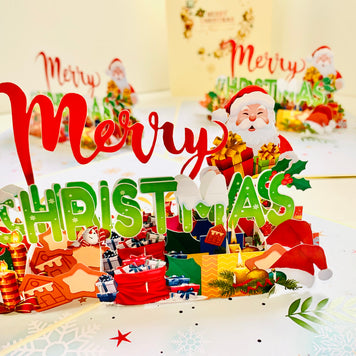 Merry Christmas Classic Santa with Presents Origami Pop Cards 3D Pop Up Greeting Card Merry Christmas Thank You Handmade Best Wishes Blank Card Gift Happy Holidays Celebrate the Special Day Moment with Family and Friends