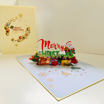 Merry Christmas Classic Santa with Presents Origami Pop Cards 3D Pop Up Greeting Card Merry Christmas Thank You Handmade Best Wishes Blank Card Gift Happy Holidays Celebrate the Special Day Moment with Family and Friends