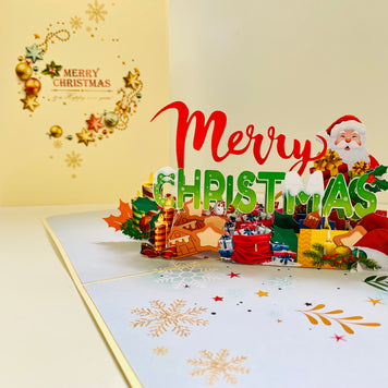 Merry Christmas Classic Santa with Presents Origami Pop Cards 3D Pop Up Greeting Card Merry Christmas Thank You Handmade Best Wishes Blank Card Gift Happy Holidays Celebrate the Special Day Moment with Family and Friends