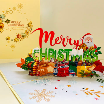 Merry Christmas Classic Santa with Presents Origami Pop Cards 3D Pop Up Greeting Card Merry Christmas Thank You Handmade Best Wishes Blank Card Gift Happy Holidays Celebrate the Special Day Moment with Family and Friends