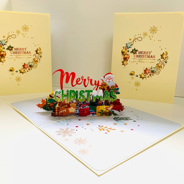 Merry Christmas Classic Santa with Presents Origami Pop Cards 3D Pop Up Greeting Card Merry Christmas Thank You Handmade Best Wishes Blank Card Gift Happy Holidays Celebrate the Special Day Moment with Family and Friends