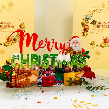 Merry Christmas Classic Santa with Presents Origami Pop Cards 3D Pop Up Greeting Card Merry Christmas Thank You Handmade Best Wishes Blank Card Gift Happy Holidays Celebrate the Special Day Moment with Family and Friends
