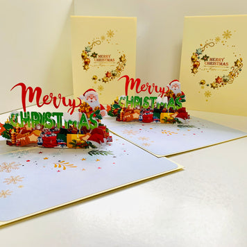 Merry Christmas Classic Santa with Presents Origami Pop Cards 3D Pop Up Greeting Card Merry Christmas Thank You Handmade Best Wishes Blank Card Gift Happy Holidays Celebrate the Special Day Moment with Family and Friends