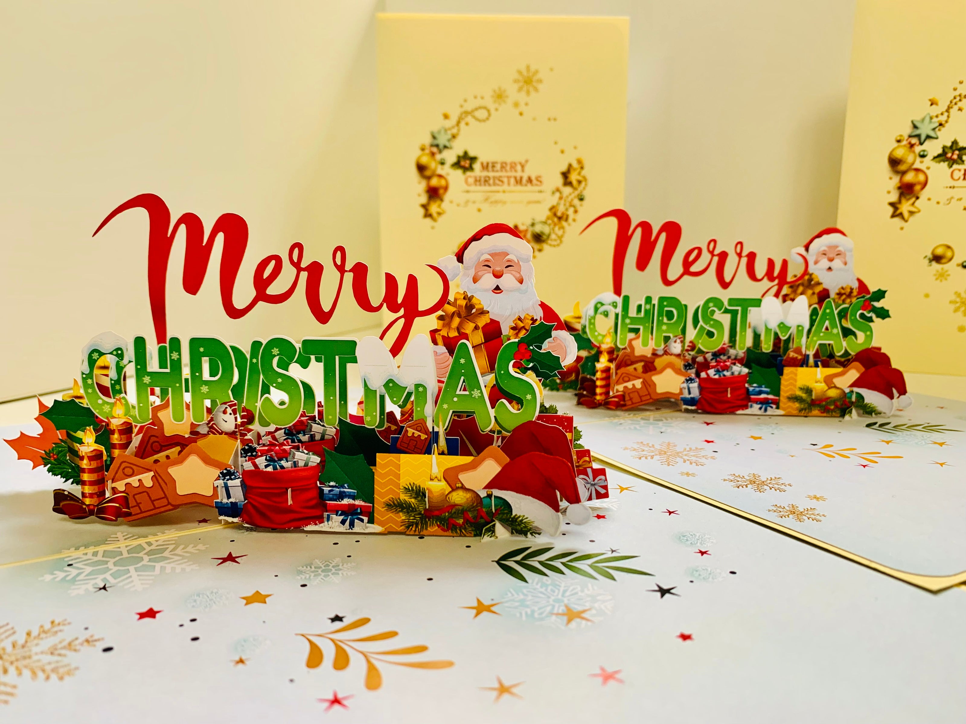 Merry Christmas Classic Santa with Presents Origami Pop Cards 3D Pop Up Greeting Card Merry Christmas Thank You Handmade Best Wishes Blank Card Gift Happy Holidays Celebrate the Special Day Moment with Family and Friends