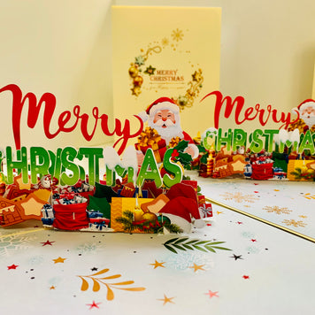 Merry Christmas Classic Santa with Presents Origami Pop Cards 3D Pop Up Greeting Card Merry Christmas Thank You Handmade Best Wishes Blank Card Gift Happy Holidays Celebrate the Special Day Moment with Family and Friends
